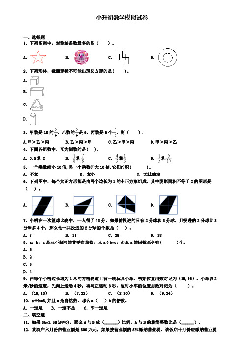 〖精选9套试卷〗江西省吉安市2020年小升初数学五模试卷