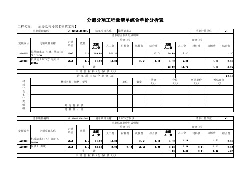 综合单价分析表