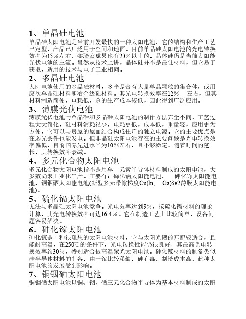 太阳能电池比较