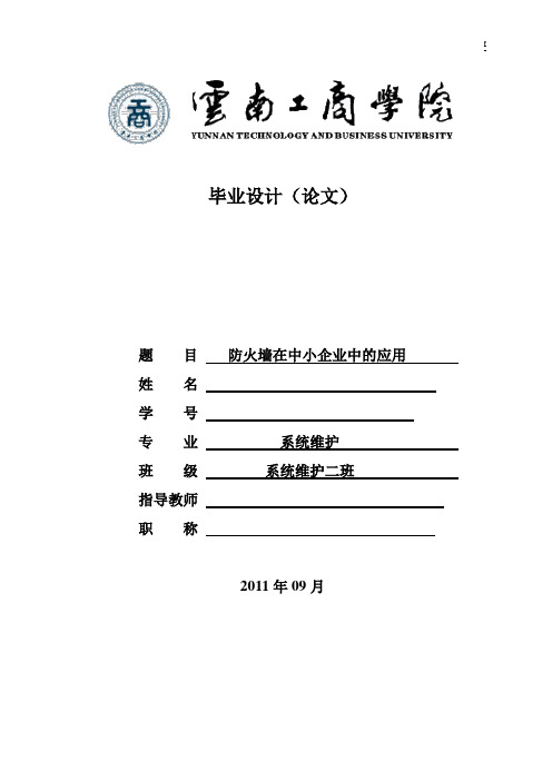 防火墙在中小企业中的应用设计论文