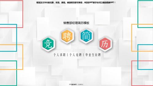 原创PPT-销售部经理简历模板
