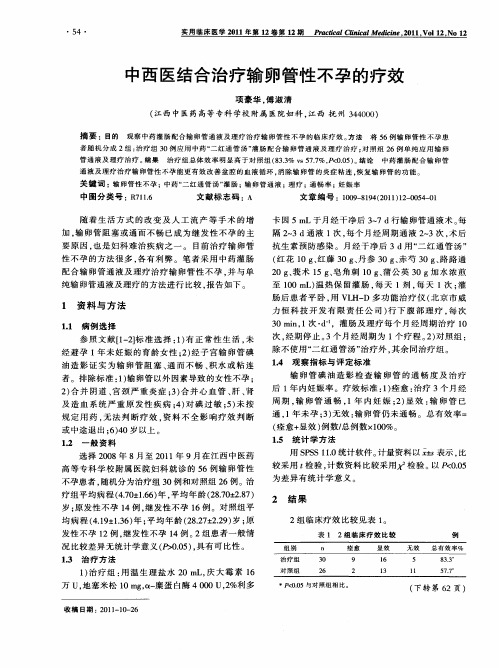 中西医结合治疗输卵管性不孕的疗效