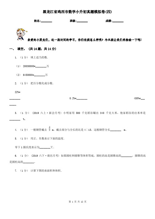 黑龙江省鸡西市数学小升初真题模拟卷(四) 