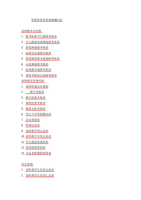 培训学校各类表格