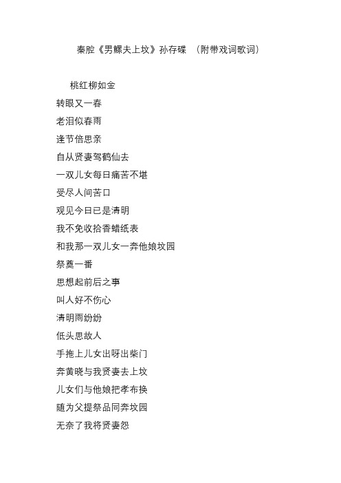 秦腔《男鳏夫上坟》孙存碟 (附带戏词歌词)
