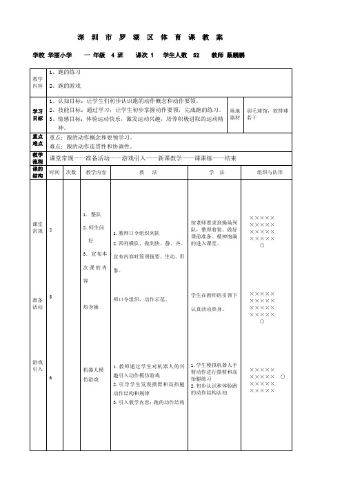 深圳罗湖区体育课教案