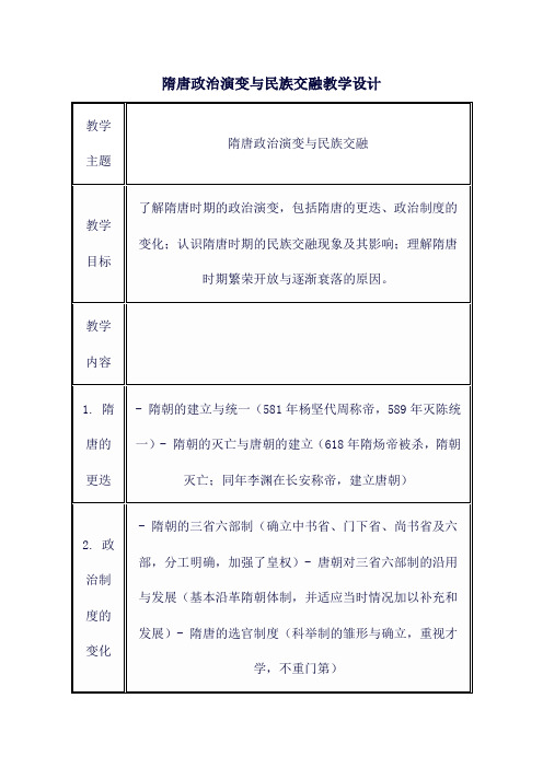 隋唐政治演变与民族交融教学设计