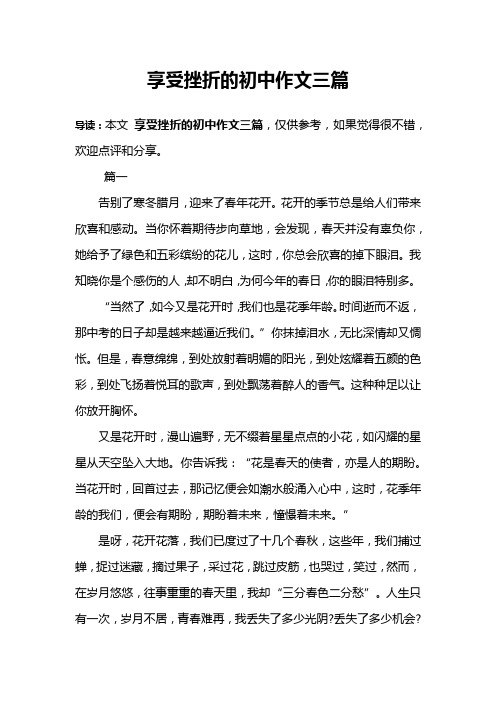 享受挫折的初中作文三篇