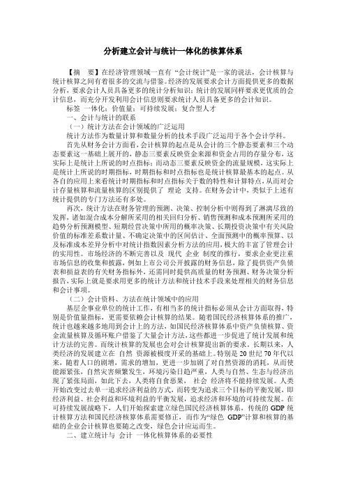 分析建立会计与统计一体化的核算体系_