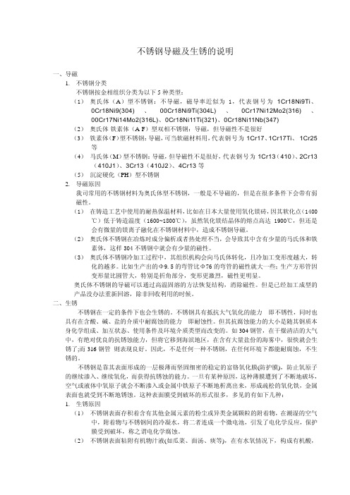 不锈钢导磁及生锈的说明