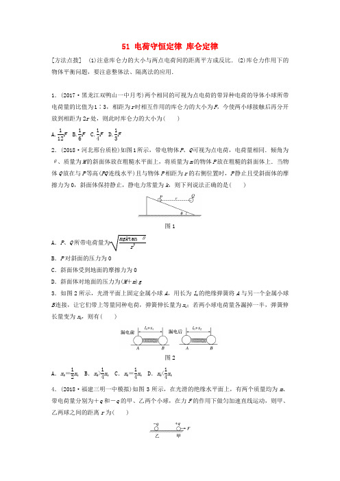 通用2019版高考物理一轮复习备考 第七章 静电场 微专题51 电荷守恒定律 库仑定律备考精炼含答案