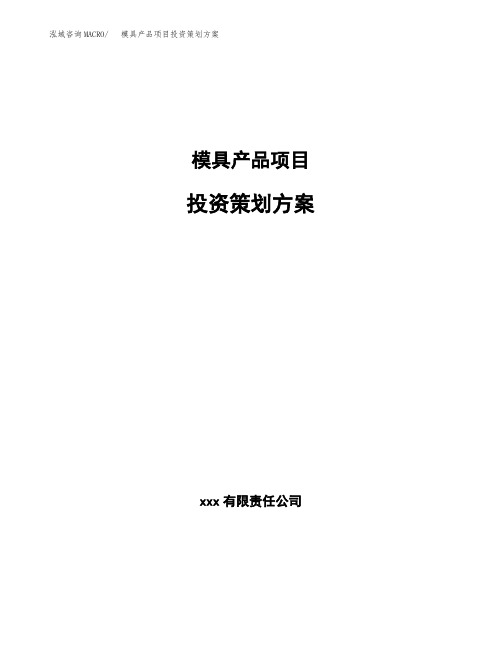 模具产品项目投资策划方案范文