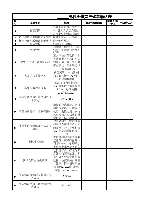 电机安装过程记录表