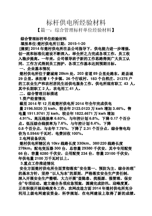 材料范文之标杆供电所经验材料