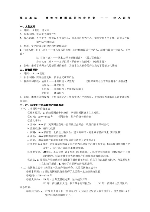 世界近代史复习提纲