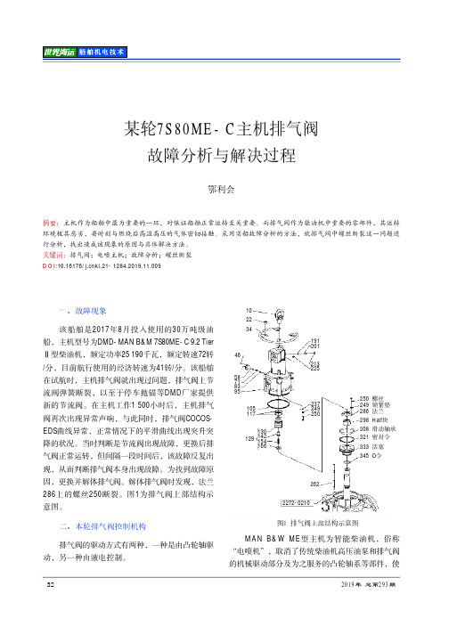 某轮7s80m e-c主机排气阀故障分析与解决过程