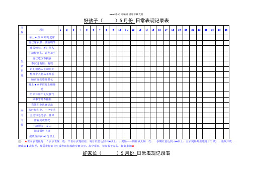 好孩子日常表现记录表