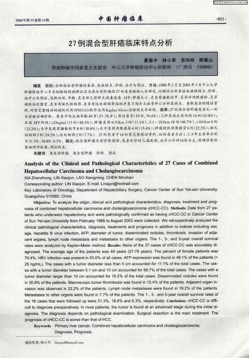 27例混合型肝癌临床特点分析