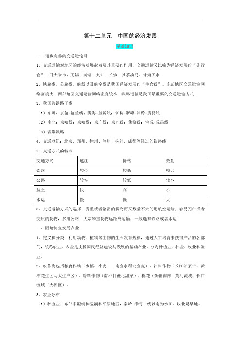 初中地理-2018届中考地理中国的经济发展复习题 最新