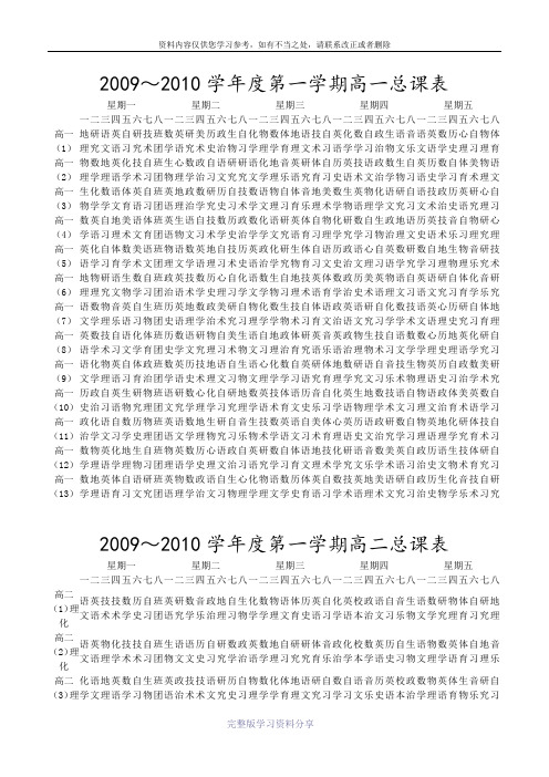 2009～2010学年度第一学期高总课表(09-4