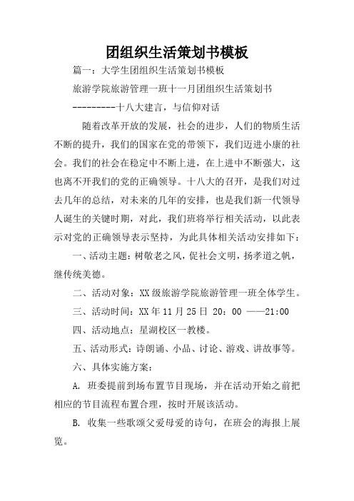 团组织生活策划书模板