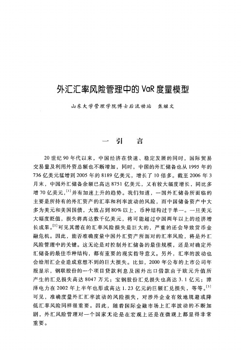 外汇汇率风险管理中的VaR度量模型