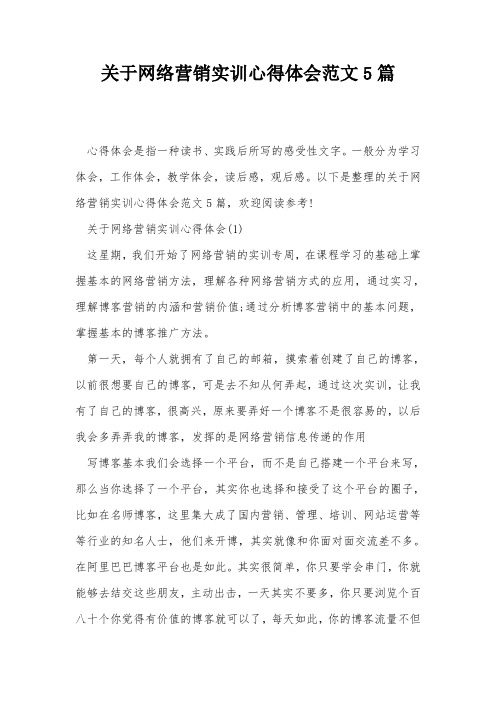 关于网络营销实训心得体会范文5篇