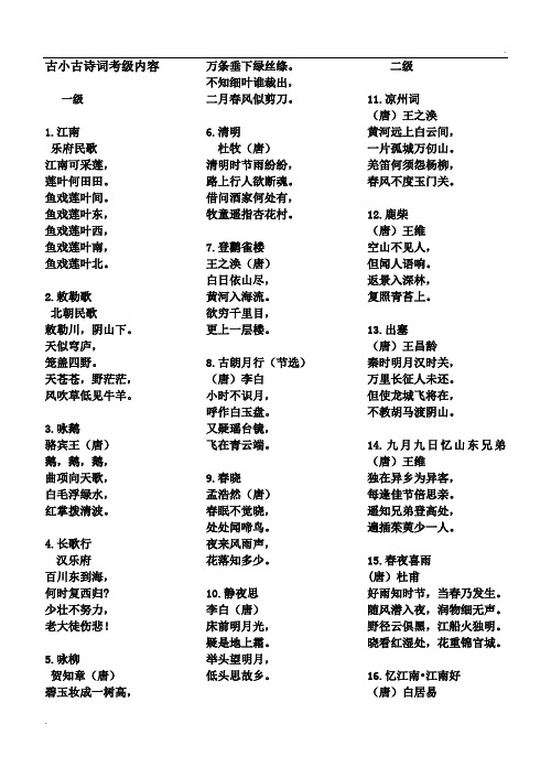 古诗文考级内容(完整稿)(1)