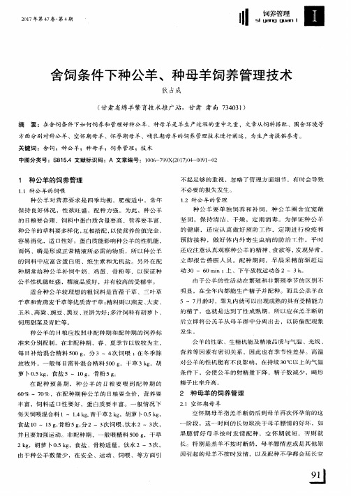 舍饲条件下种公羊、种母羊饲养管理技术