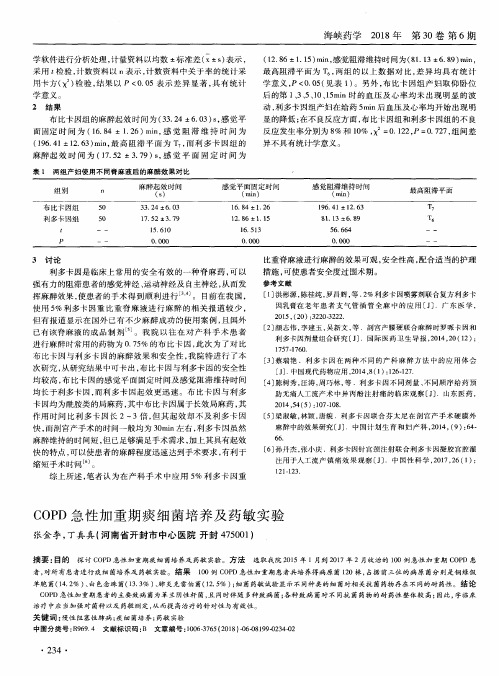 COPD急性加重期痰细菌培养及药敏实验