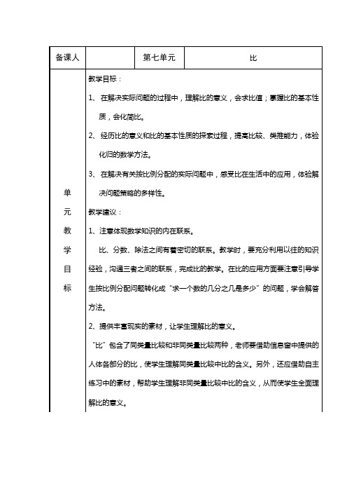 五年级上册数学教案第七单元 人体的奥秘青岛版五四制