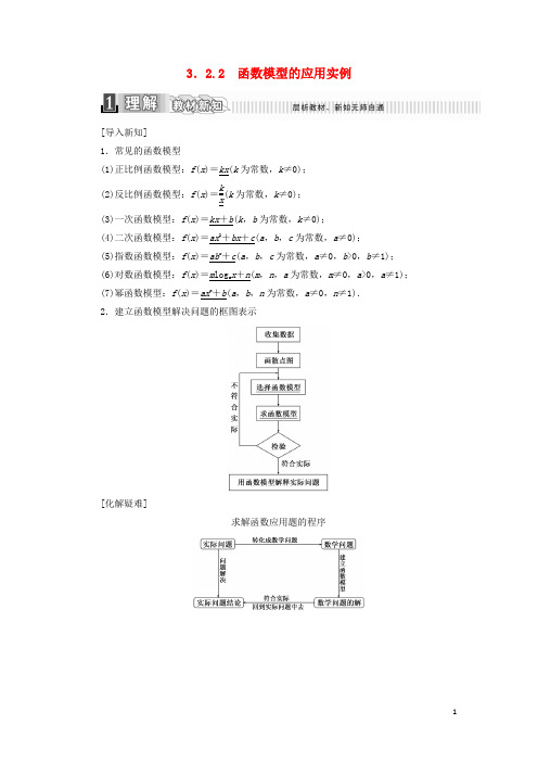 高中数学 第三章 函数的应用 3.2.2 函数模型的应用实例学案(含解析)新人教A版必修1