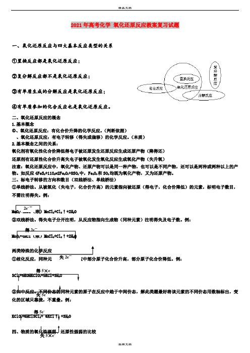 2021年高考化学 氧化还原反应教案复习试题