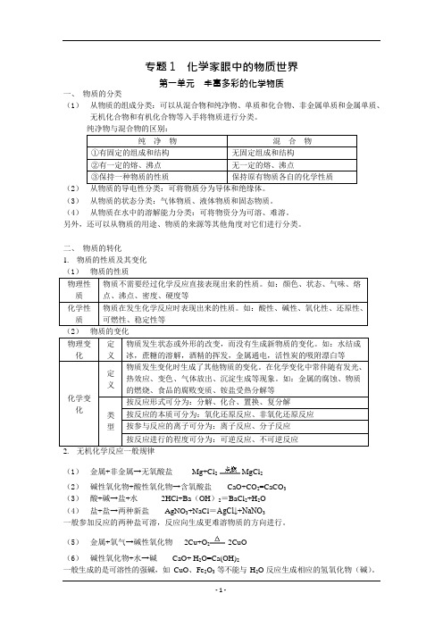 (完整)高中化学苏教版必修1+2知识点总结,推荐文档