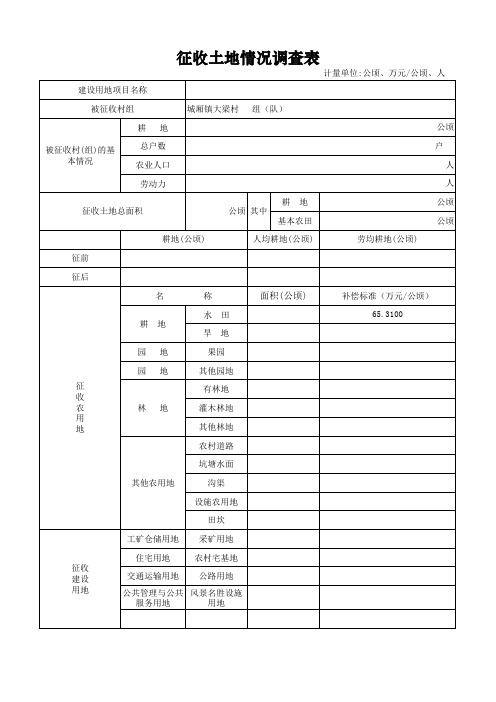 征收土地情况调查表