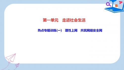 八年级道德与法治上册热点专题训练一理性上网共筑网络安全网习题课件新人教版