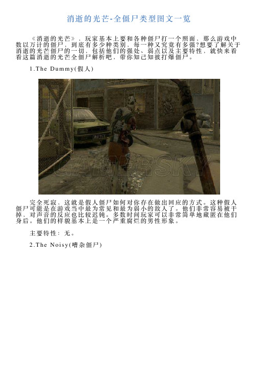 消逝的光芒全僵尸类型图文一览