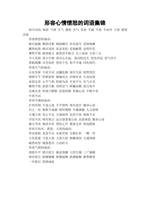 形容心情愤怒的词语集锦