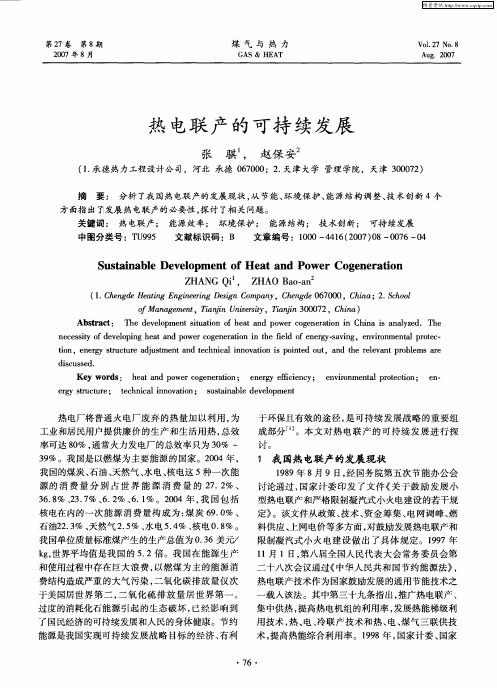 热电联产的可持续发展
