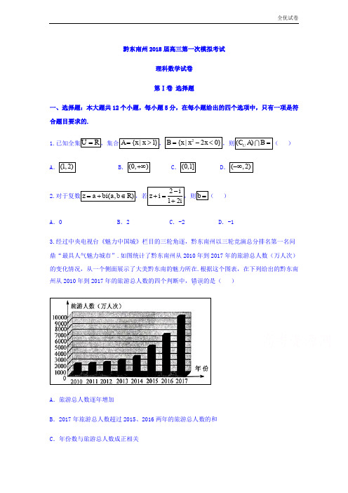 (全优试卷)贵州省黔东南州高三第一次模拟考试数学(理)试题Word版含答案