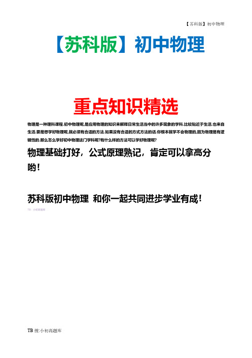 苏科版初中物理九年级下册下学期培优作业14 习题精选汇总