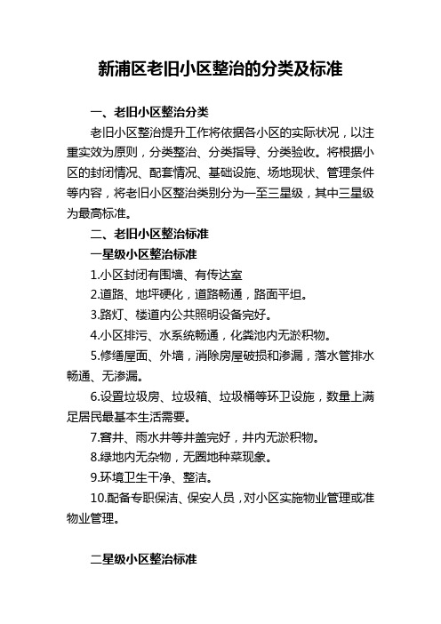 修改连云港市老旧小区整治的分类及标准
