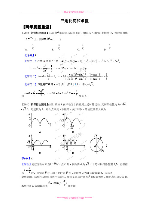 高考数学热点集锦：三角化简和求值