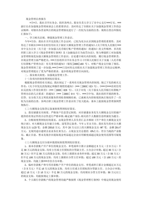 现金管理自查报告