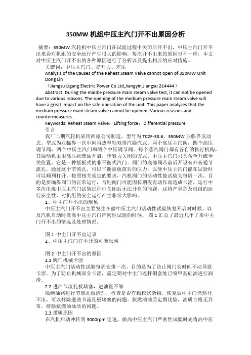 350MW机组中压主汽门开不出原因分析