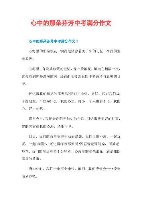 心中的那朵芬芳中考满分作文