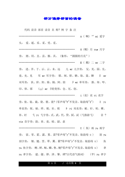 部分偏旁部首的读音.doc
