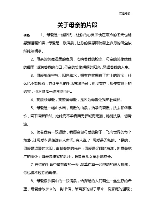 关于母亲的片段