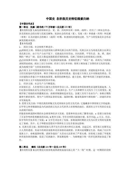 中国史 各阶段历史特征线索归纳