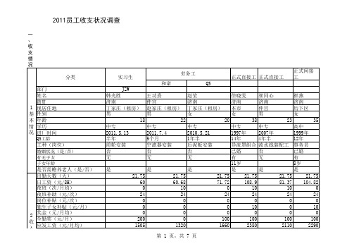 员工收支调查表